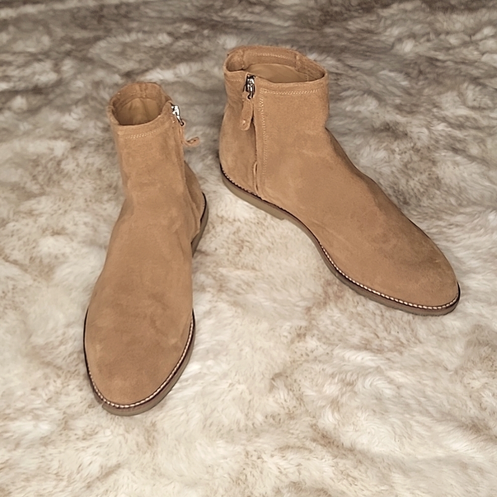 Mens ZARA Tan Brown Suede Ankle Leather Boots sz EU 44